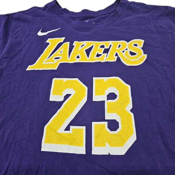 Nike Dri Fit Los Angeles Lakers Lebron James Purple #23 T-Shirt Size Large - Picture 3 of 13